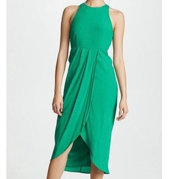 YUMI KIM So Social Midi Dress in Emerald Size XL Wrap Dress Kelly Kermit Green - Picture 1 of 11